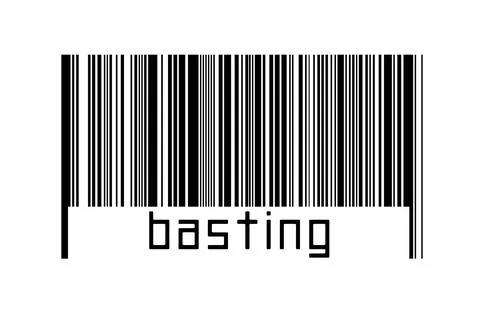 Digitalization concept. Barcode of black horizontal lines with inscription ba 스톡 일러스트