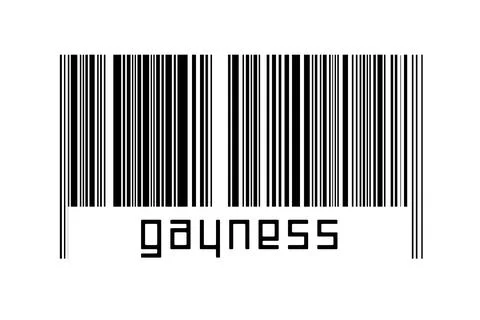 Digitalization concept. Barcode of black horizontal lines with inscription ga 스톡 일러스트