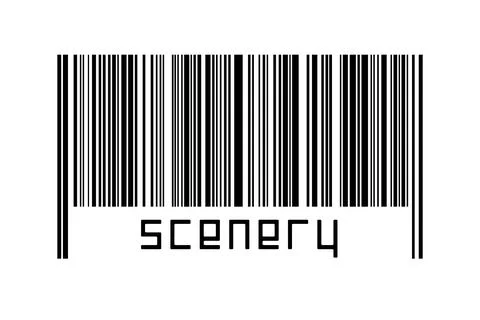 Digitalization concept. Barcode of black horizontal lines with inscription sc Stock Illustration