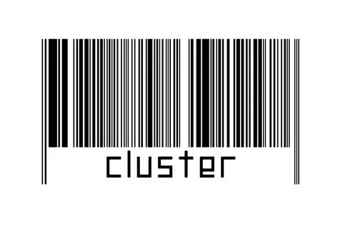 Digitalization concept. Barcode of black horizontal lines with inscription cl Stock Illustration