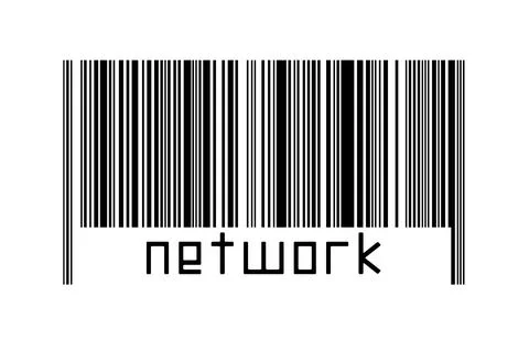 Digitalization concept. Barcode of black horizontal lines with inscription ne Stock Illustration