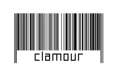 Digitalization concept. Barcode of black horizontal lines with inscription cl イラスト素材