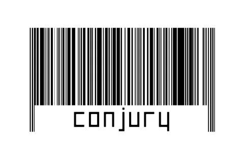 Digitalization concept. Barcode of black horizontal lines with inscription co Stock Illustration