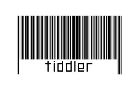 Digitalization concept. Barcode of black horizontal lines with inscription ti Illustrazione stock