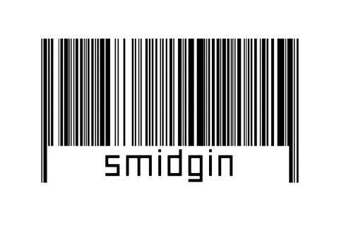 Digitalization concept. Barcode of black horizontal lines with inscription sm Illustrazione stock