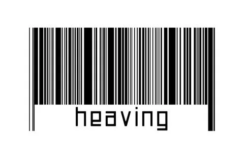 Digitalization concept. Barcode of black horizontal lines with inscription he イラスト素材