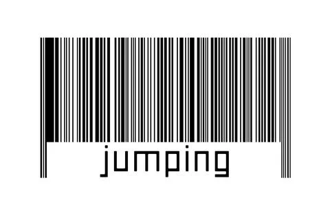 Digitalization concept. Barcode of black horizontal lines with inscription ju Stockillustratie