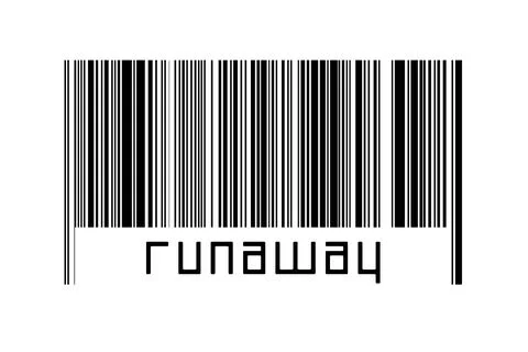 Digitalization concept. Barcode of black horizontal lines with inscription ru Stock Illustration