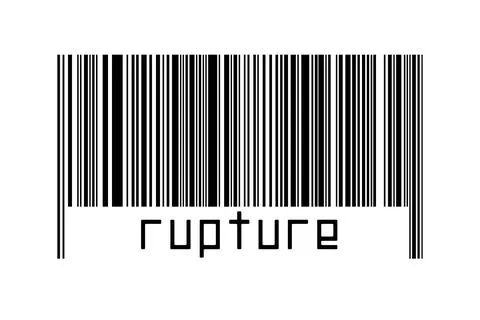 Digitalization concept. Barcode of black horizontal lines with inscription ru Stock Illustration