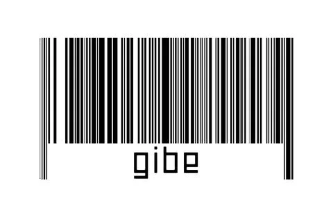 Digitalization concept. Barcode of black horizontal lines with inscription gi Stock Illustration