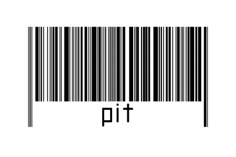 Digitalization concept. Barcode of black horizontal lines with inscription pi イラスト素材