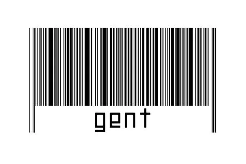 Digitalization concept. Barcode of black horizontal lines with inscription ge Stock Illustration