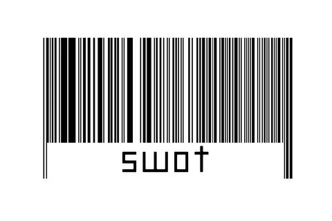 Digitalization concept. Barcode of black horizontal lines with inscription sw イラスト素材