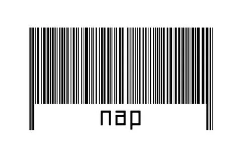 Digitalization concept. Barcode of black horizontal lines with inscription na Illustrazione stock