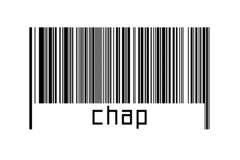 Digitalization concept. Barcode of black horizontal lines with inscription ch イラスト素材
