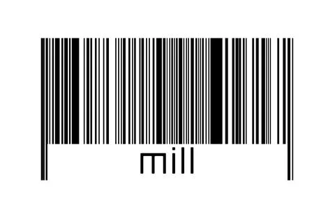 Digitalization concept. Barcode of black horizontal lines with inscription mi 스톡 일러스트