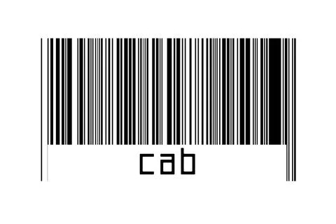Digitalization concept. Barcode of black horizontal lines with inscription ca Illustrazione stock