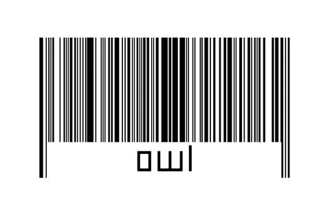 Digitalization concept. Barcode of black horizontal lines with inscription ow 스톡 일러스트