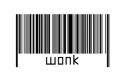 Digitalization concept. Barcode of black horizontal lines with inscription wo Illustrazione stock