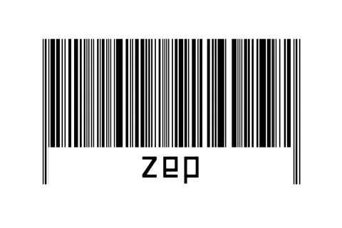 Digitalization concept. Barcode of black horizontal lines with inscription ze Stock Illustration