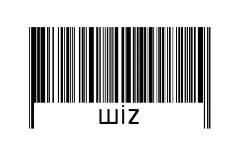 Digitalization concept. Barcode of black horizontal lines with inscription wi Illustrazione stock