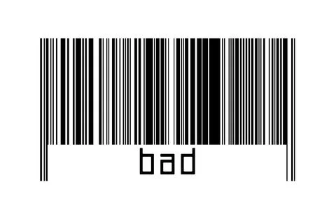 Digitalization concept. Barcode of black horizontal lines with inscription ba Stock Illustration