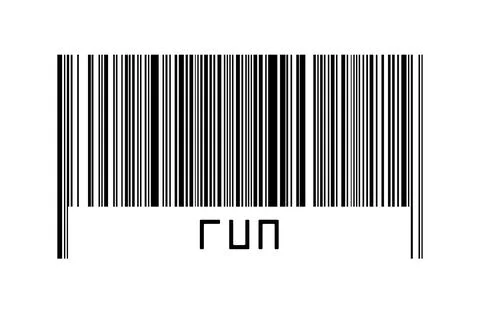 Digitalization concept. Barcode of black horizontal lines with inscription ru Stock Illustration