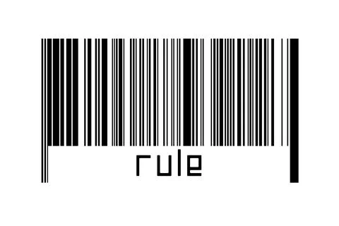 Digitalization concept. Barcode of black horizontal lines with inscription ru Stock Illustration