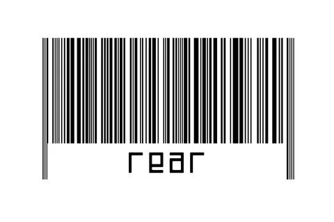 Digitalization concept. Barcode of black horizontal lines with inscription re Illustrazione stock
