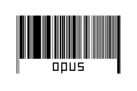 Digitalization concept. Barcode of black horizontal lines with inscription op Stock Illustration