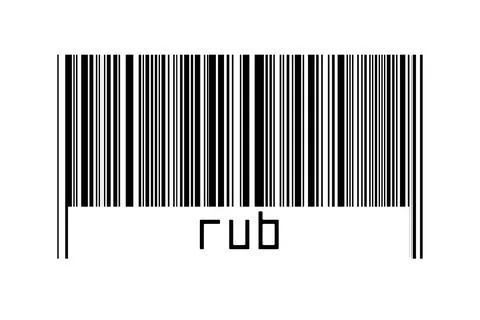 Digitalization concept. Barcode of black horizontal lines with inscription ru 스톡 일러스트