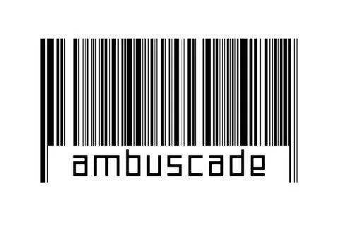 Digitalization concept. Barcode of black horizontal lines with inscription am 스톡 일러스트