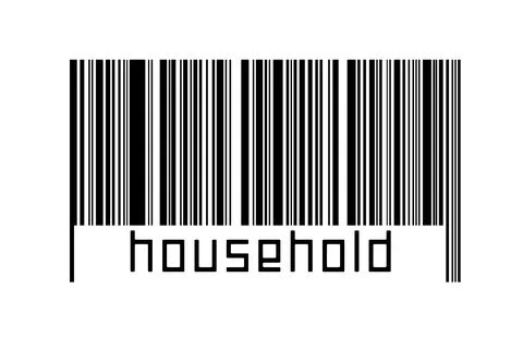 Digitalization concept. Barcode of black horizontal lines with inscription ho Stock Illustration