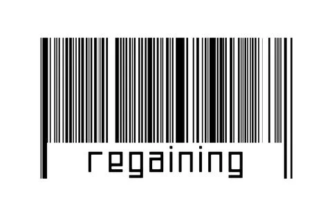 Digitalization concept. Barcode of black horizontal lines with inscription re Stock Illustration