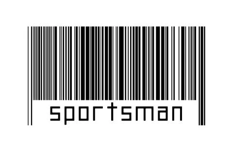 Digitalization concept. Barcode of black horizontal lines with inscription sp 스톡 일러스트