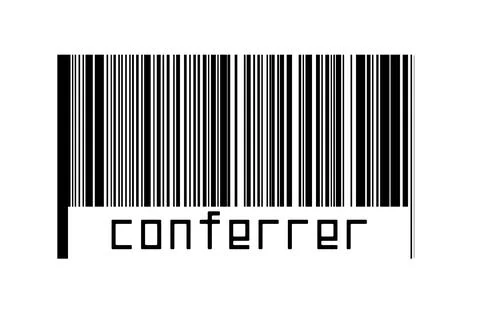 Digitalization concept. Barcode of black horizontal lines with inscription co 스톡 일러스트