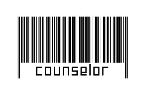 Digitalization concept. Barcode of black horizontal lines with inscription co Illustrazione stock