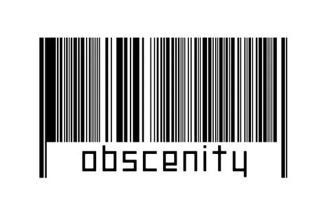 Digitalization concept. Barcode of black horizontal lines with inscription ob Stock Illustration