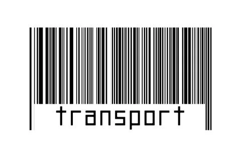 Digitalization concept. Barcode of black horizontal lines with inscription tr Illustrazione stock