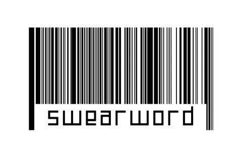 Digitalization concept. Barcode of black horizontal lines with inscription sw イラスト素材