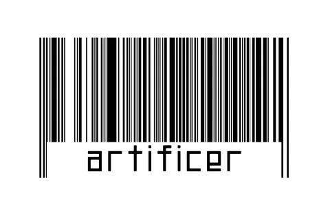 Digitalization concept. Barcode of black horizontal lines with inscription ar Illustrazione stock