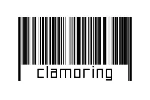 Digitalization concept. Barcode of black horizontal lines with inscription cl 스톡 일러스트