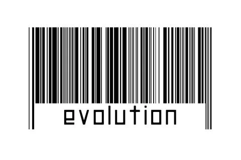 Digitalization concept. Barcode of black horizontal lines with inscription ev イラスト素材