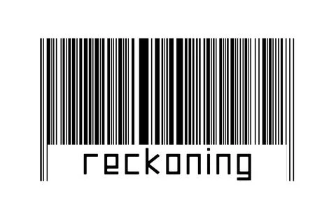 Digitalization concept. Barcode of black horizontal lines with inscription re 스톡 일러스트