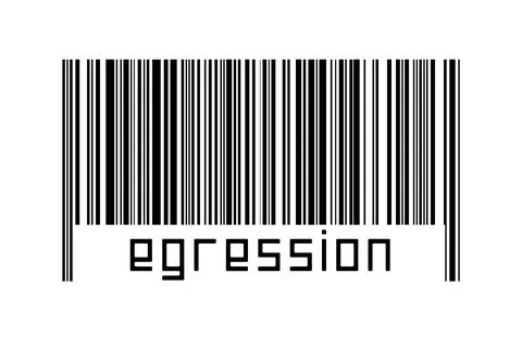 Digitalization concept. Barcode of black horizontal lines with inscription eg Illustrazione stock