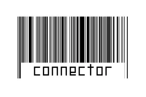 Digitalization concept. Barcode of black horizontal lines with inscription co 스톡 일러스트