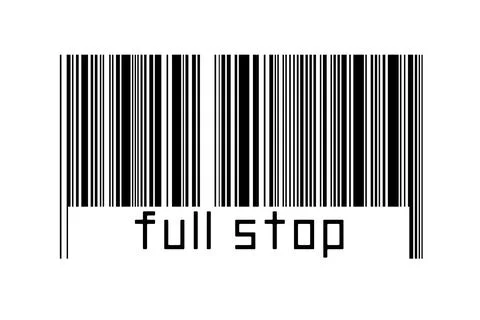 Digitalization concept. Barcode of black horizontal lines with inscription fu Stock Illustration