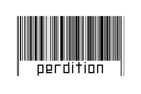 Digitalization concept. Barcode of black horizontal lines with inscription pe イラスト素材