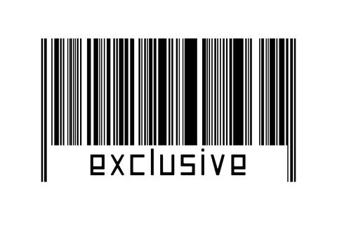 Digitalization concept. Barcode of black horizontal lines with inscription ex Illustrazione stock