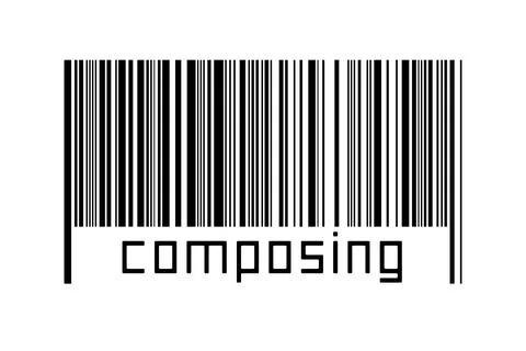 Digitalization concept. Barcode of black horizontal lines with inscription co Illustrazione stock